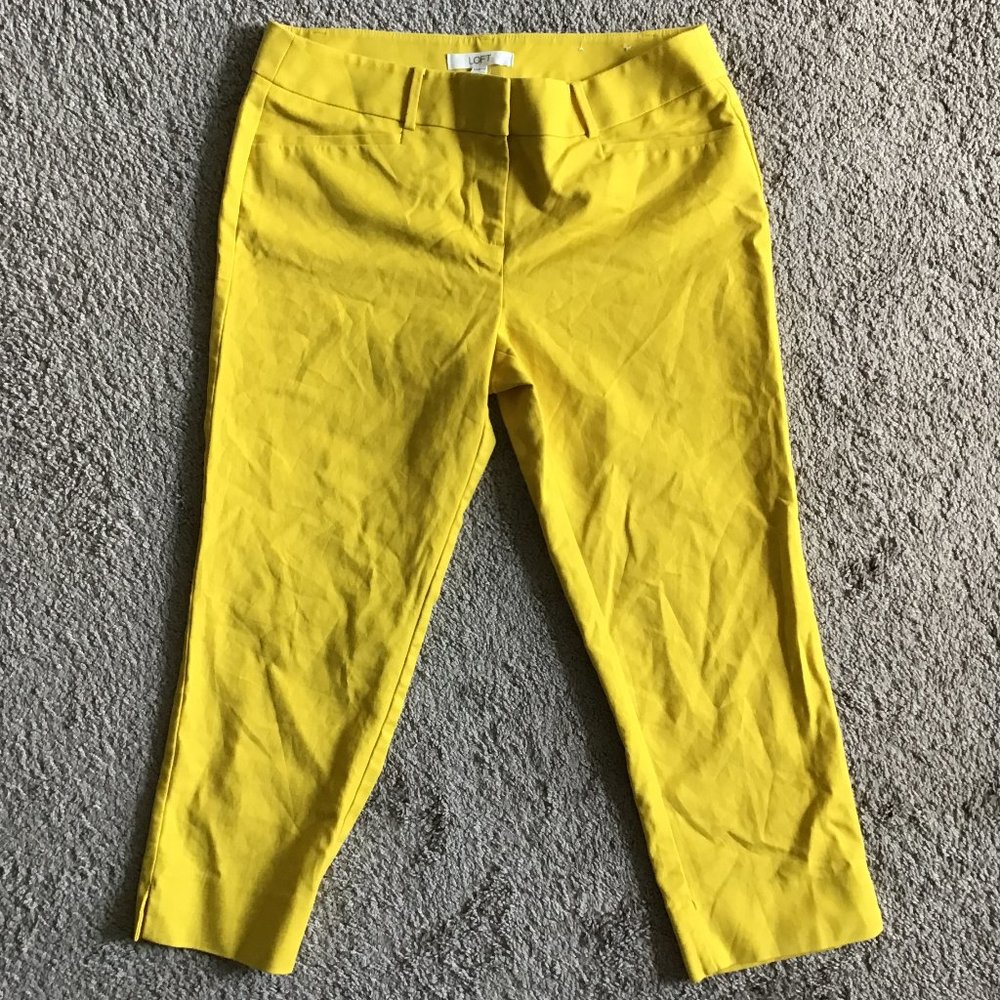 Mustard LOFT 'Marisa' cropped ankle pant